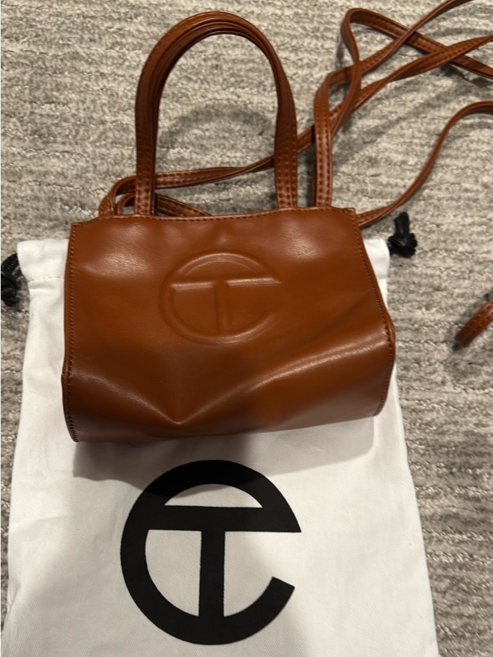 Telfar Mini Bag in Cognac- duster not included